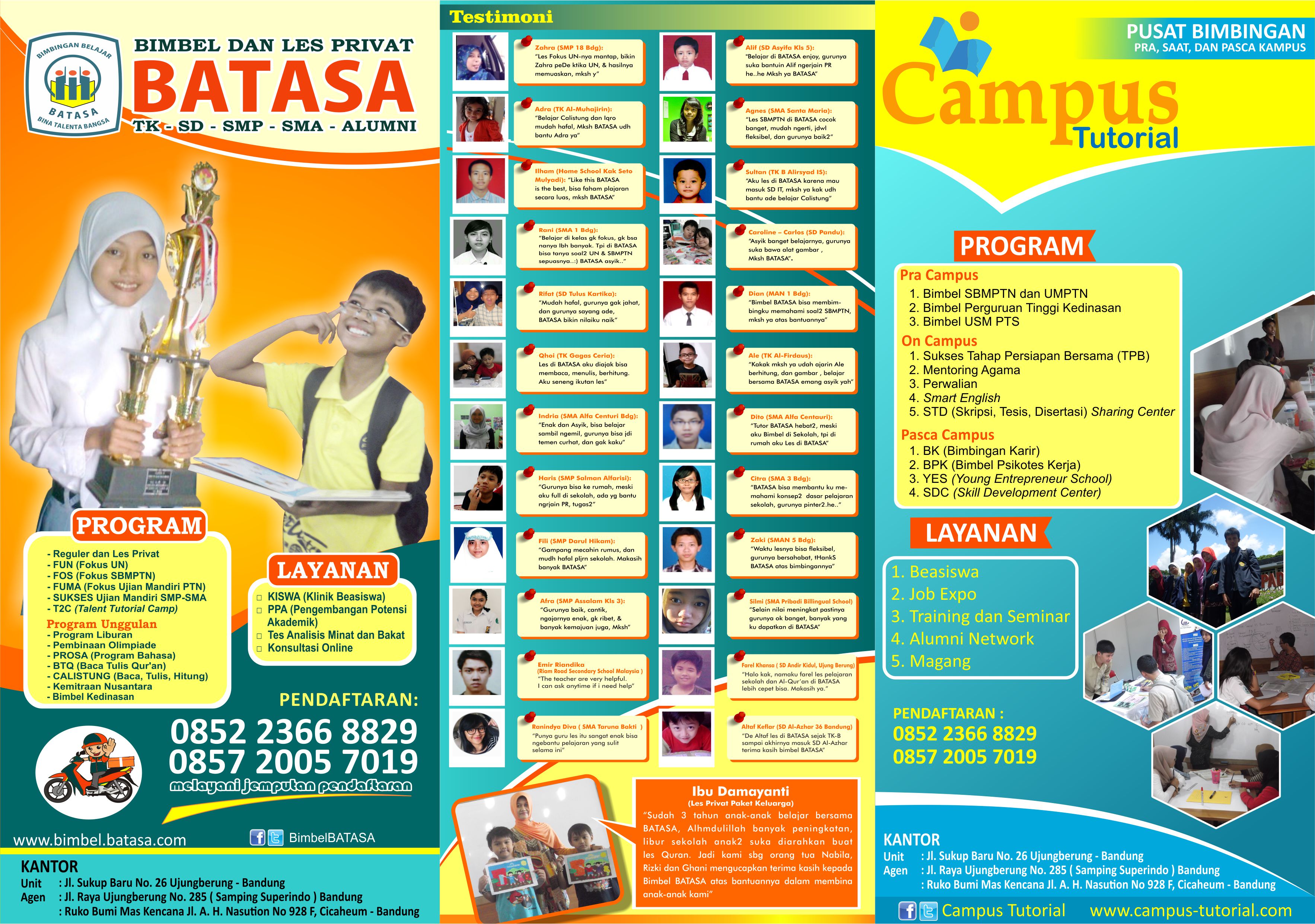 Pendaftaran Siswa Baru Bimbel BATASA 2017 – 2018 TK SD SMP SMA Alumni Les Privat Bandung